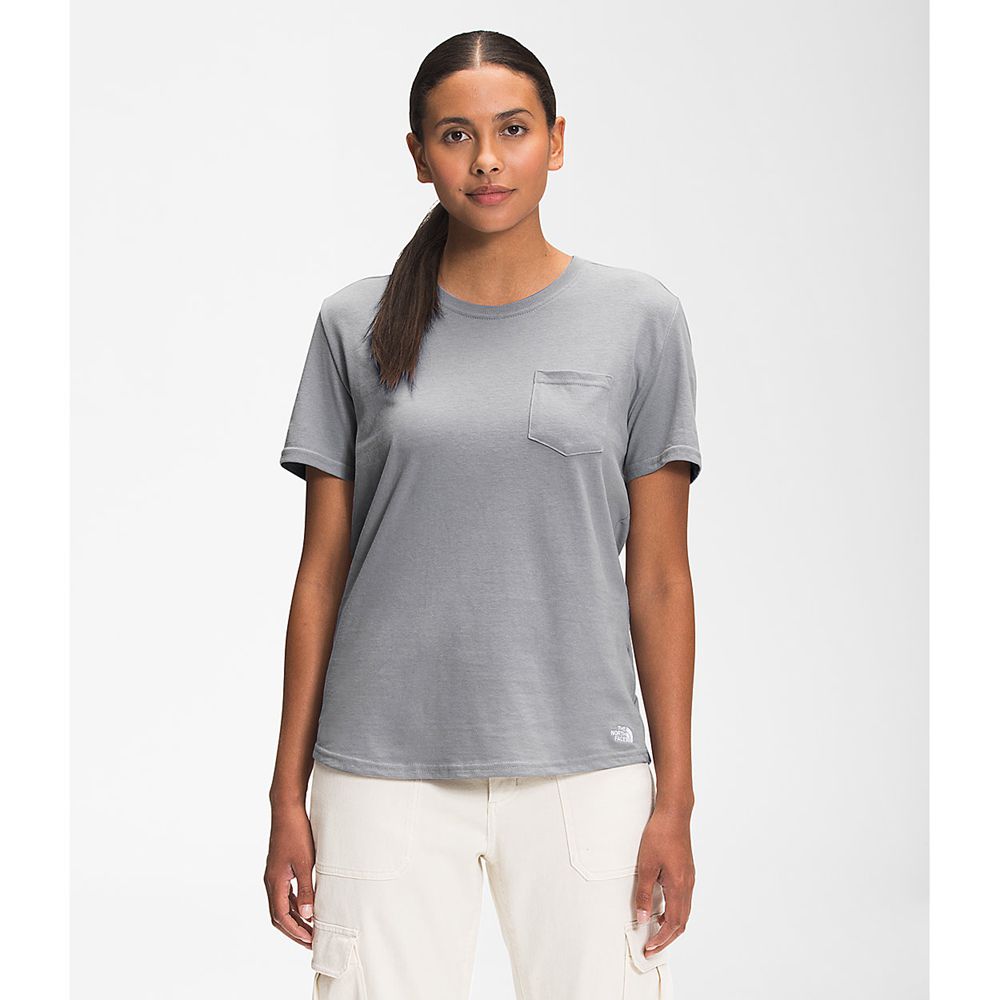 The North Face T-Shirts Womens Australia - The North Face Short Sleeve Woodmont Pocket Grey (AWQ-578